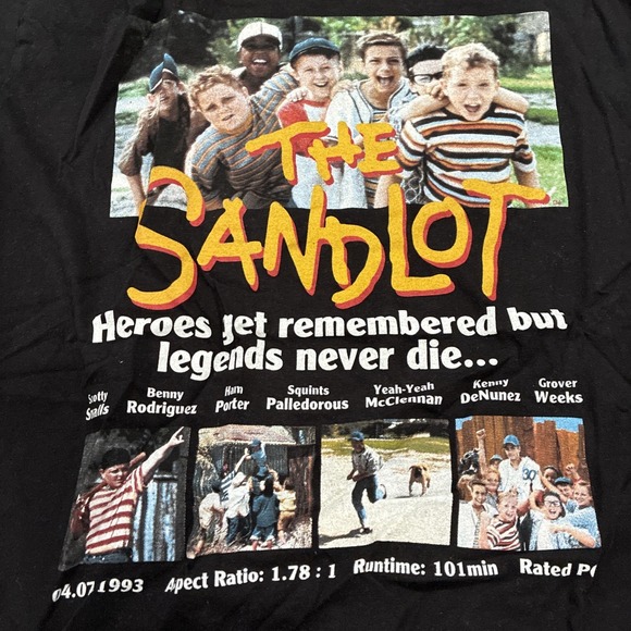 The Sandlot Scotty Smalls Benny Rodriguez Men's Black T Shirt Size L 2017 - Picture 2 of 4